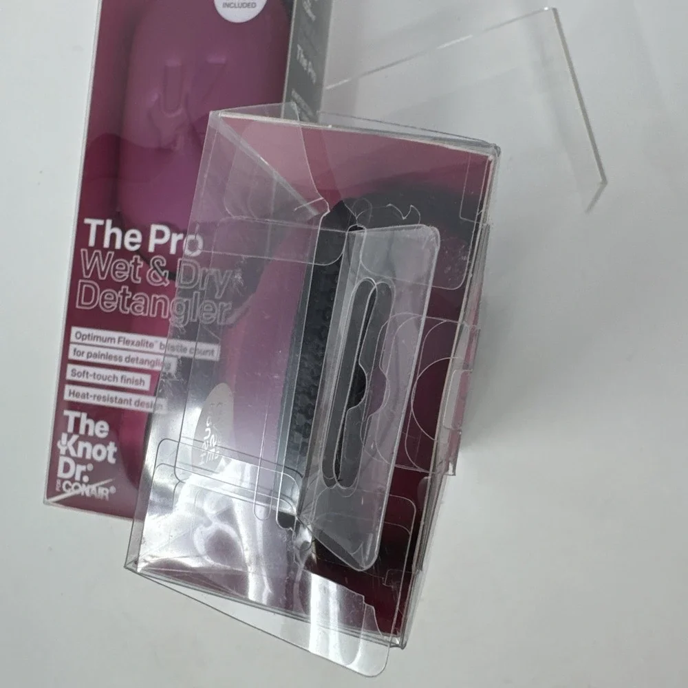 2 Pack Conair Wet Dry Hair Detangler Brush Knot Doctor Pink Case Heat Resistant
